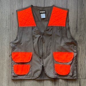 SafTbak Men’s Hunting Vest VTG Orange Brown XL Diamond Quilted Stitch Pockets